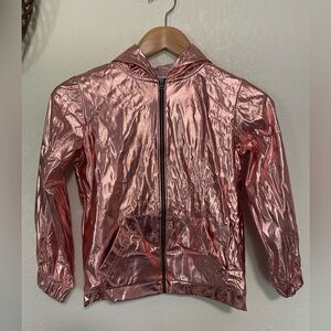 More Than Magic Pink Metallic Lame Girls Windbreaker Hoodie